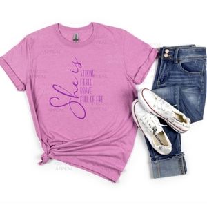 "She Is" Encouragement Custom Tee; Sizes S, M, L, XL